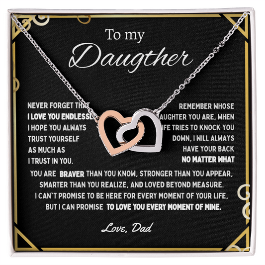 To My Daughter |Inter-locking Hearts Necklace | Best Gift for Daughters