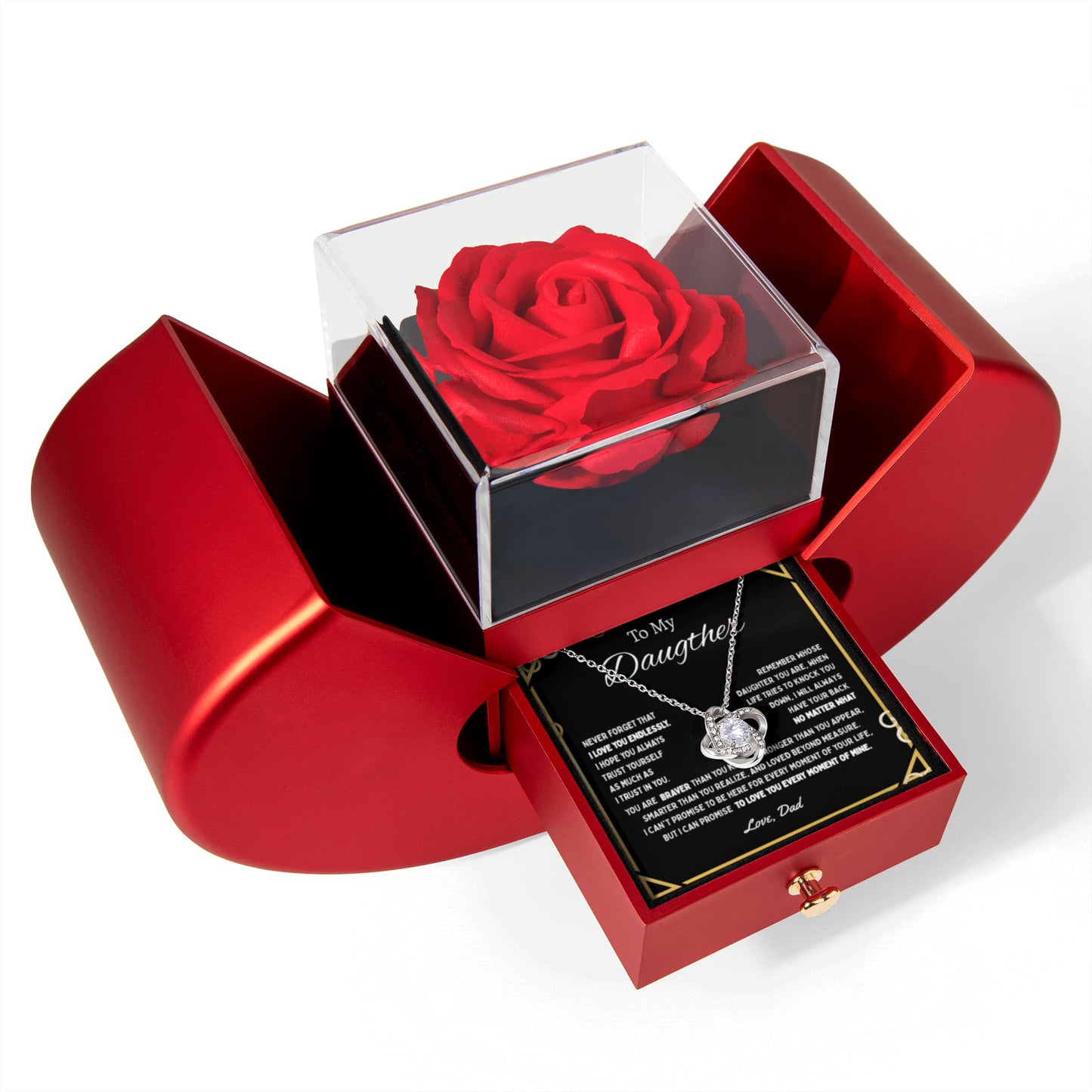 To My Daughter Red Heart Rose