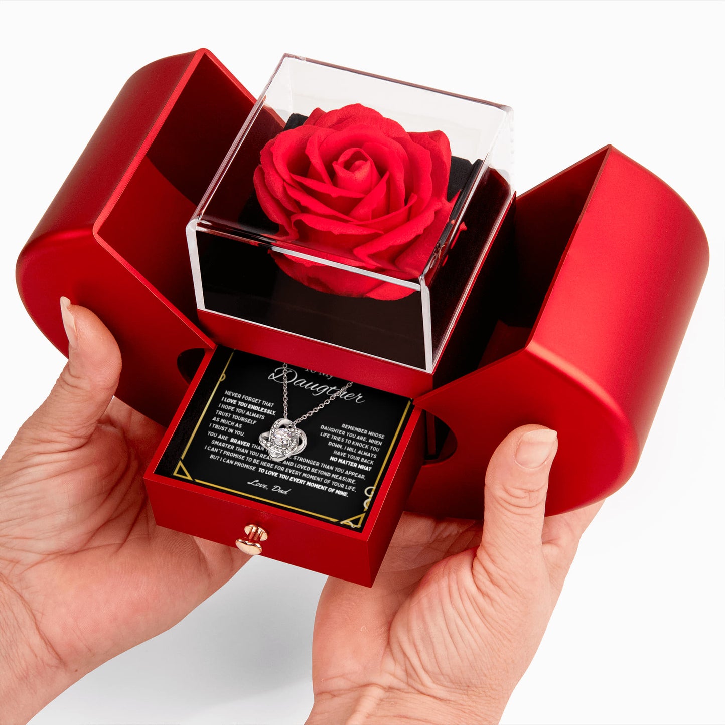 To My Daughter Red Heart Rose