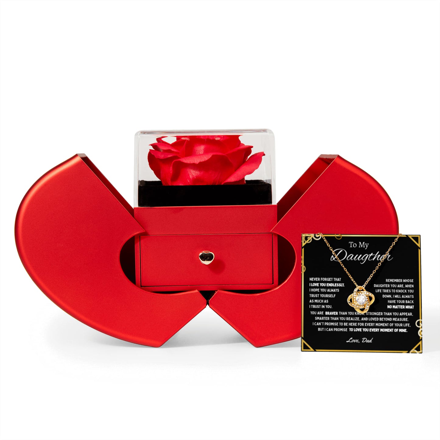 To My Daughter Red Heart Rose