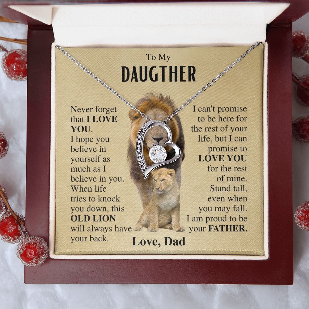 To My Daughter | Necklace from dad | Gift for Daughter | Lion Necklace Gift | Forever Love Necklace