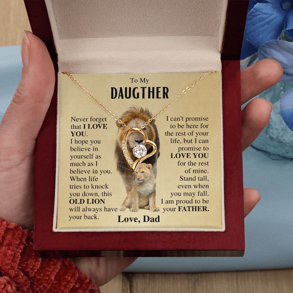 To My Daughter | Necklace from dad | Gift for Daughter | Lion Necklace Gift | Forever Love Necklace