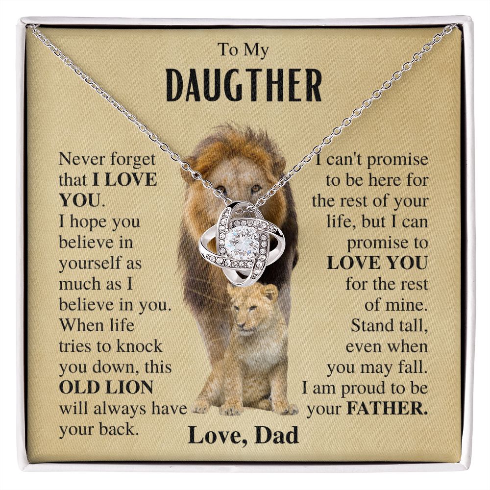To My Daughter | Necklace from dad | Gift for Daughter | Lion Necklace Gift | Love Knot Necklace