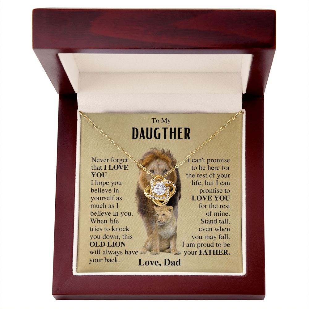 To My Daughter | Necklace from dad | Gift for Daughter | Lion Necklace Gift | Love Knot Necklace