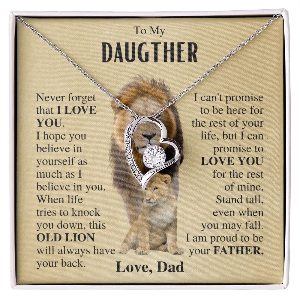 To My Daughter | Necklace from dad | Gift for Daughter | Lion Necklace Gift | Forever Love Necklace