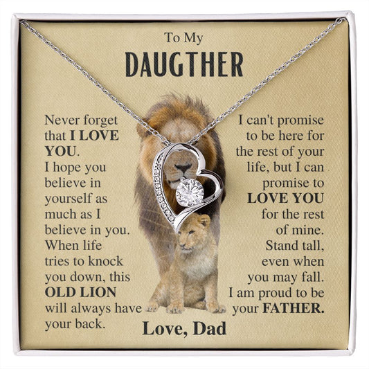 To My Daughter | Necklace from dad | Gift for Daughter | Lion Necklace Gift | Forever Love Necklace
