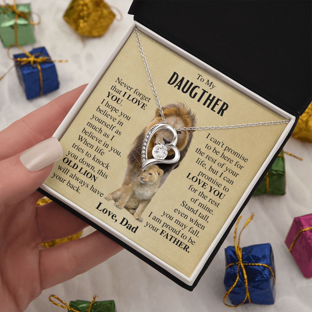 To My Daughter | Necklace from dad | Gift for Daughter | Lion Necklace Gift | Forever Love Necklace