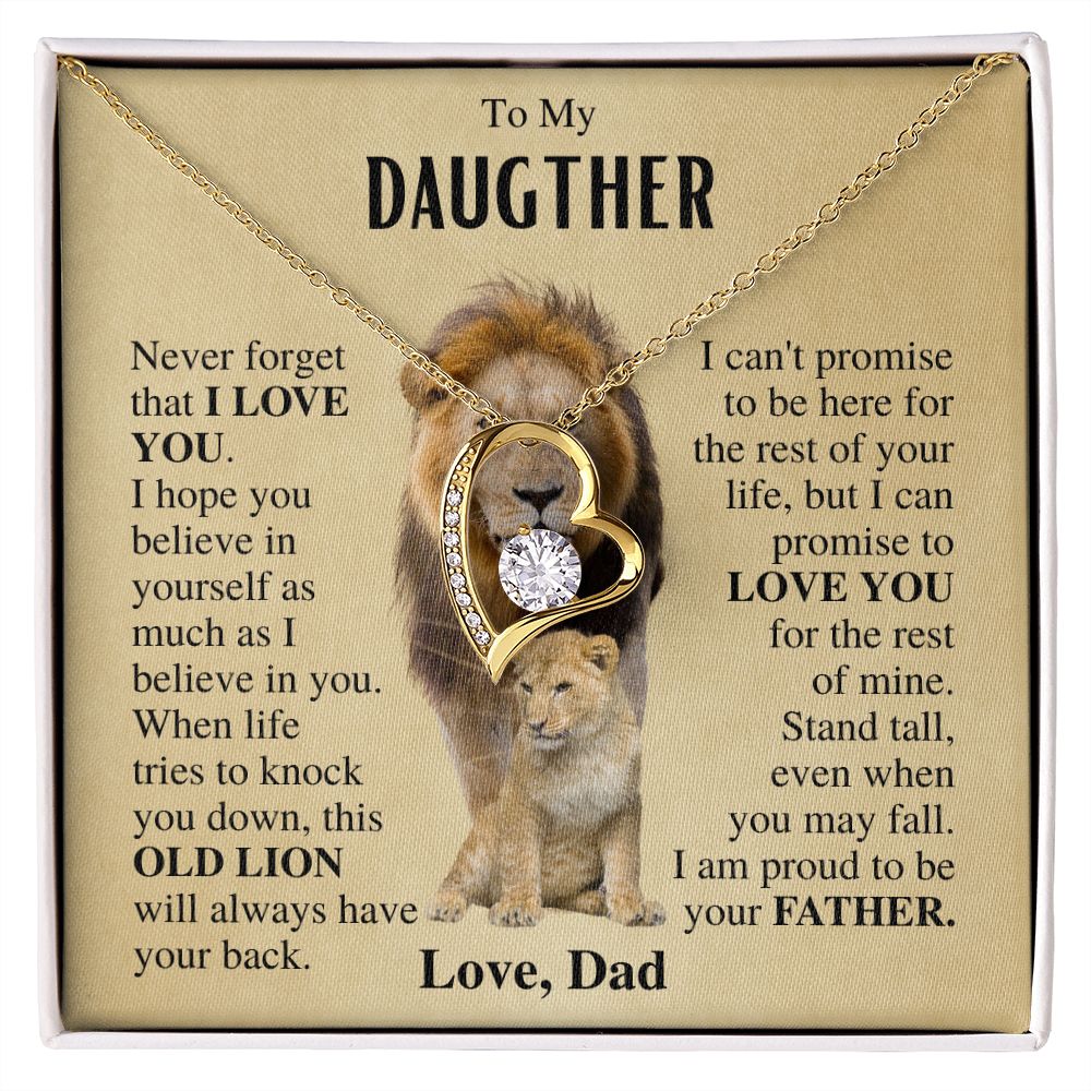 To My Daughter | Necklace from dad | Gift for Daughter | Lion Necklace Gift | Forever Love Necklace