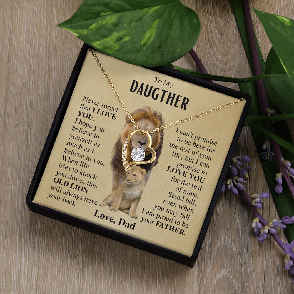 To My Daughter | Necklace from dad | Gift for Daughter | Lion Necklace Gift | Forever Love Necklace