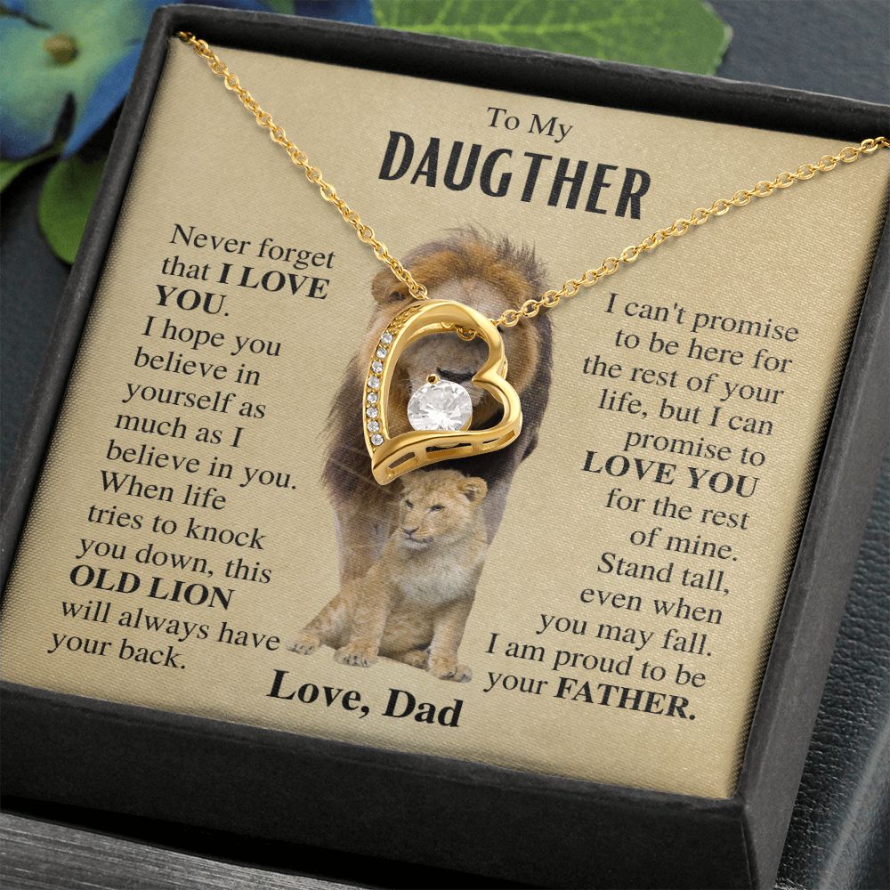 To My Daughter | Necklace from dad | Gift for Daughter | Lion Necklace Gift | Forever Love Necklace